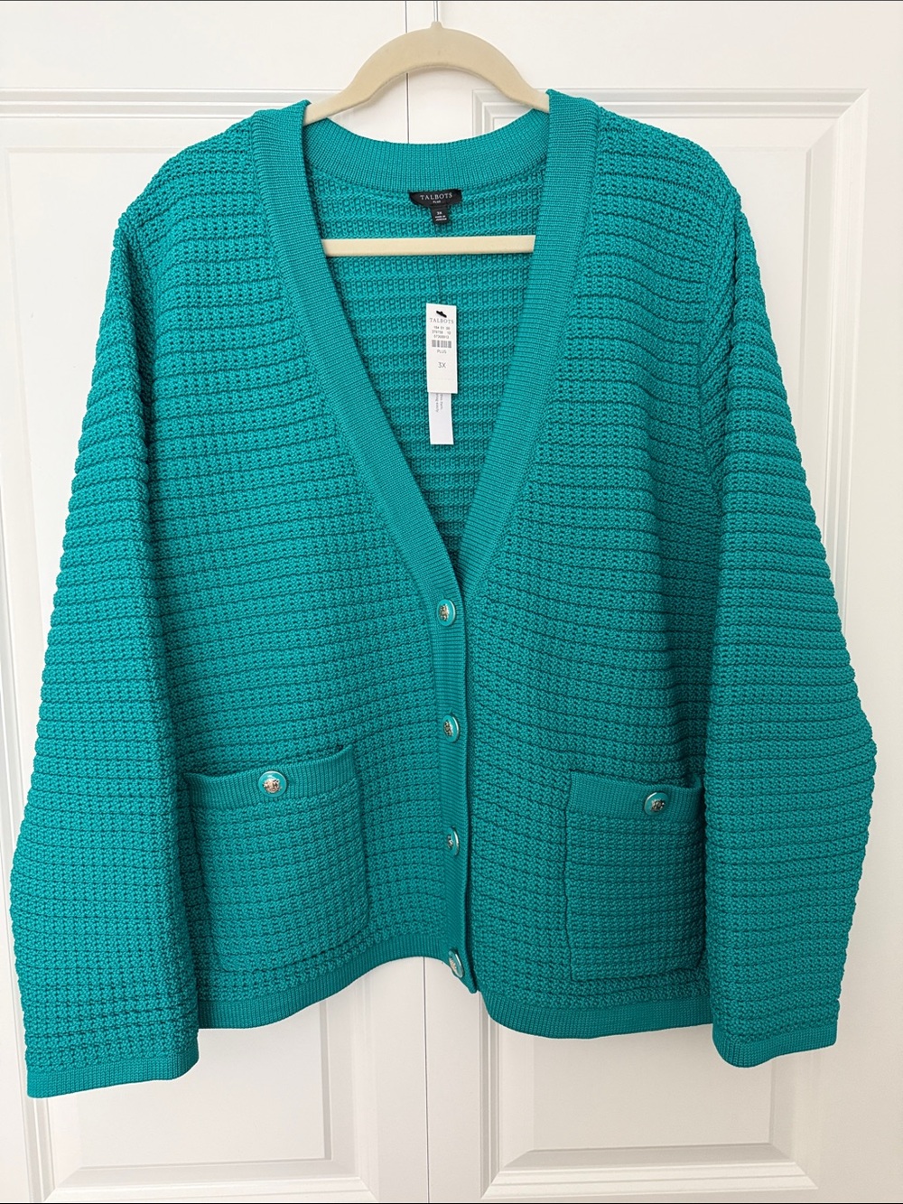 Talbots Teal Button-Front Kate Knit Cardigan